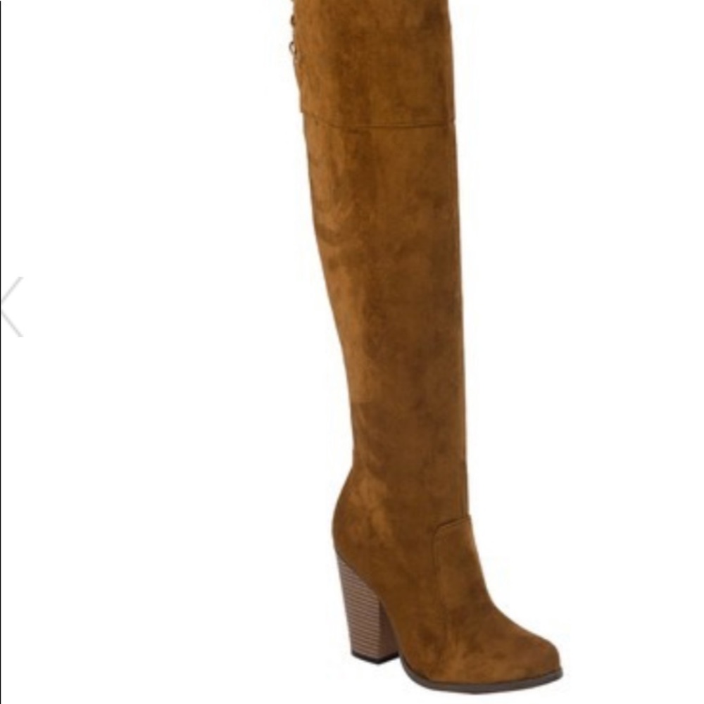 Over the knee Laced up block heel boots